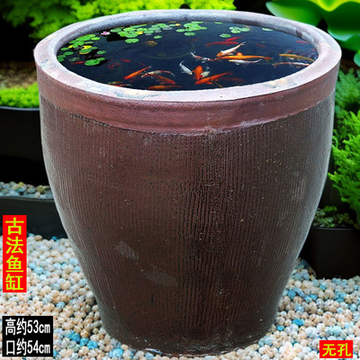 古法水缸流水摆件瀑布阳台腌菜坛庭院造景生态养鱼荷花缸米缸陶瓷