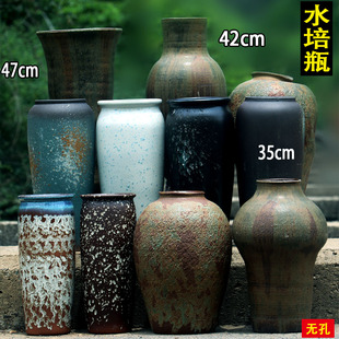 无孔水培龙柳雪柳花盆富贵竹绿萝水养花盆高筒水养植物花盆高复古