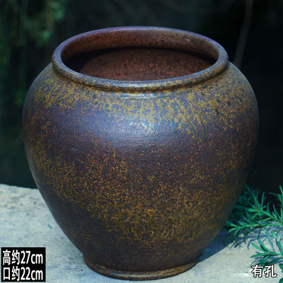 特大号陶瓷花盆透气高款家用花盆侘寂风陶盆兰花花盆客厅幸福树盆