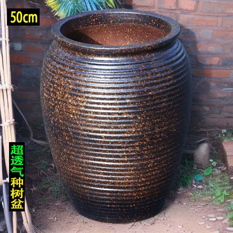 庭院落地种树花盆超大号陶瓷景观龙血树盆大型陶盆透气景观盆园林