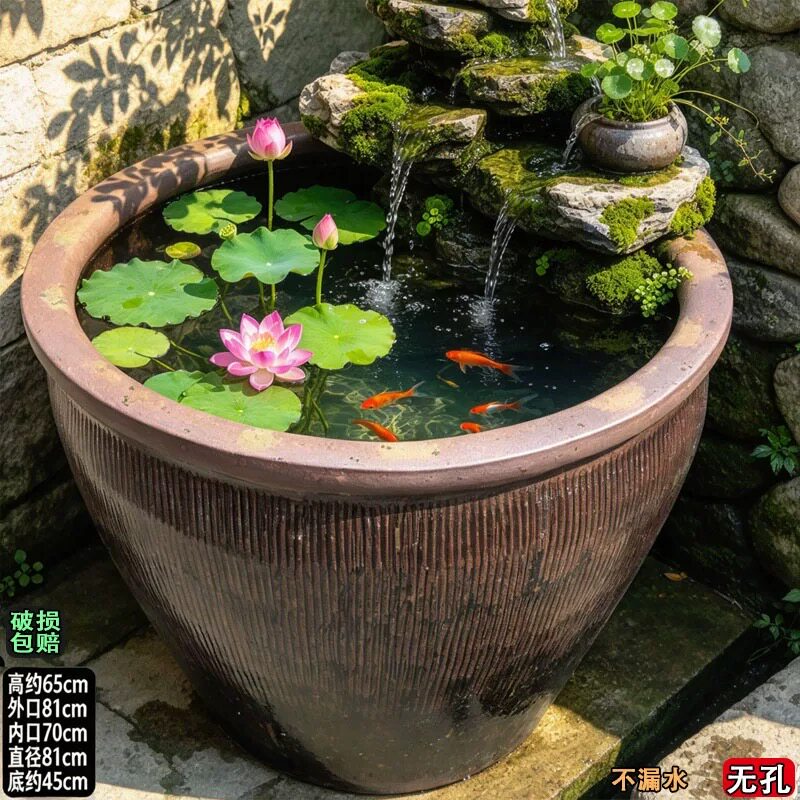 无孔马槽花盆复古鱼缸