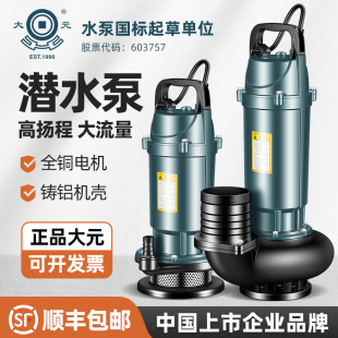 QDX潜水泵220V家用井用工业农用灌溉高扬程大流量水泵抽水机 大元