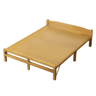 午憩宝竹床单人折叠床午休家用简易1.2米双人床租房工地值班神器