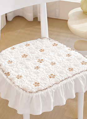 纯棉布艺椅子垫韩式大裙摆餐椅坐垫全棉防滑薄款屁股汽车座垫四季