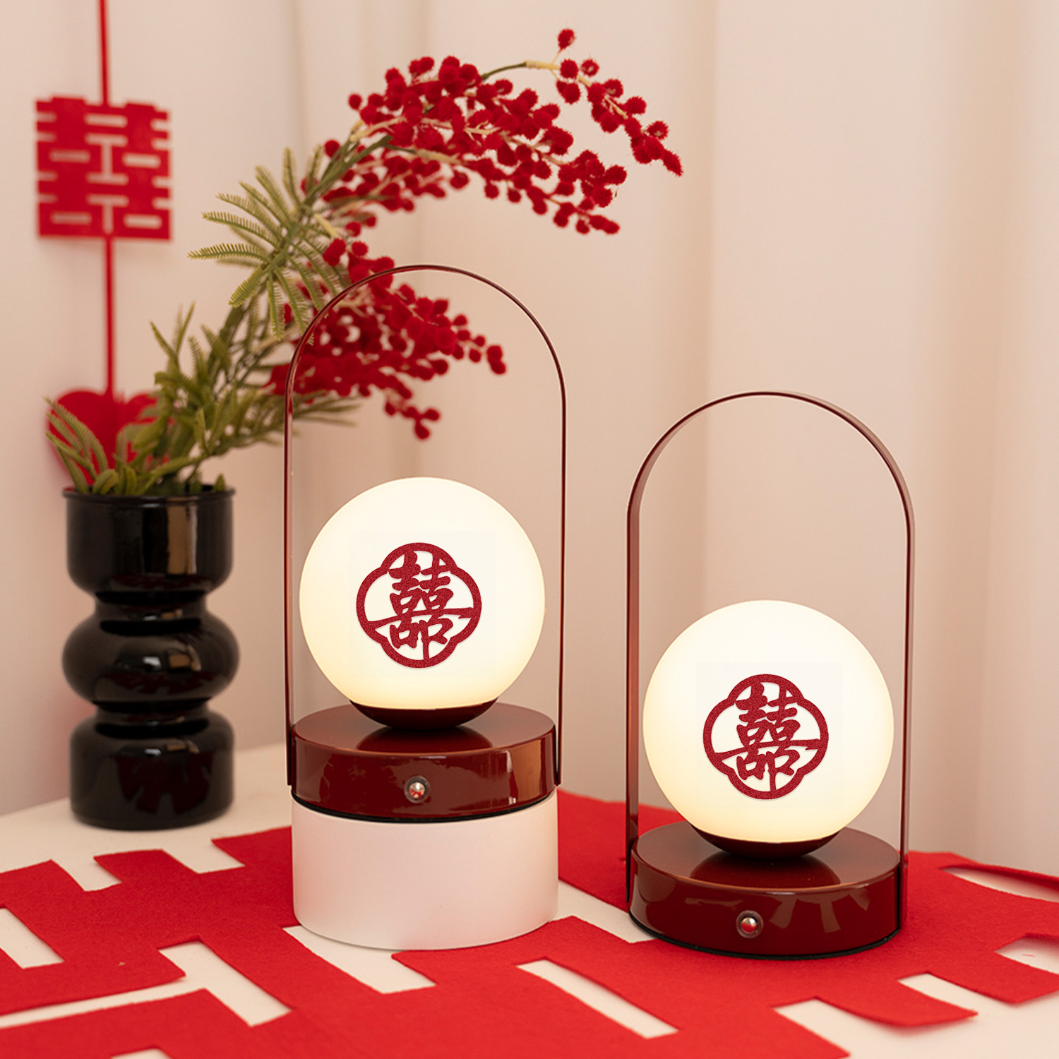 无独有偶2025新款陪嫁新婚长明灯结婚一对高级婚房布置台灯床头灯