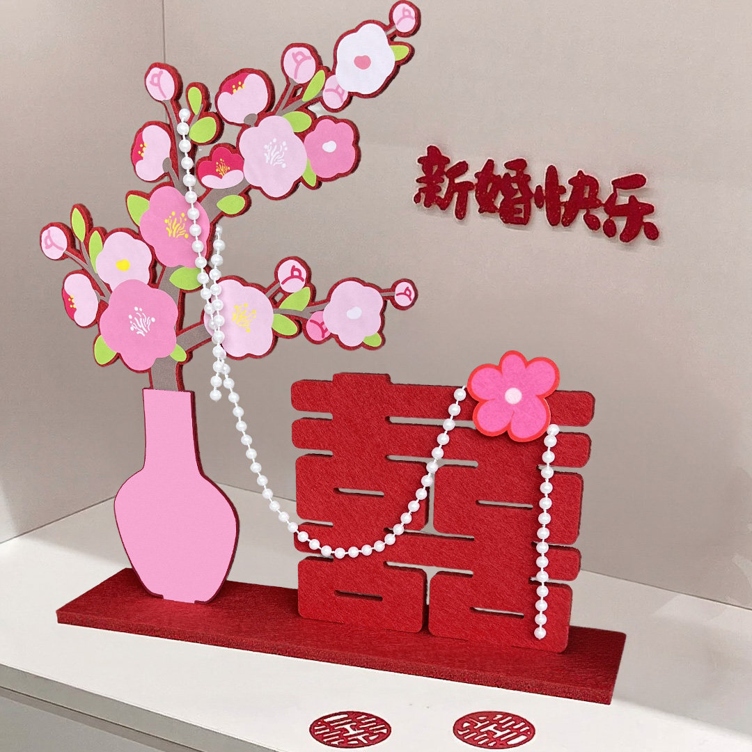 结婚桌面装饰立体喜字摆件图片