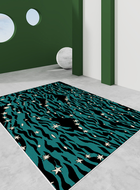 TRIPPY星星月亮水中的倒影 海面波浪波光粼粼 艺术客厅 小众地毯