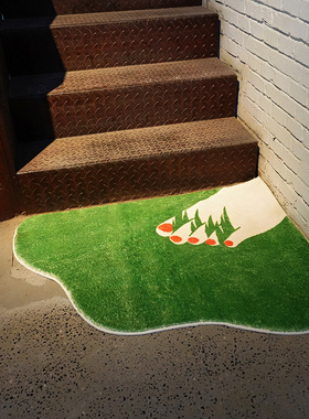 TRIPPY原创设计 草地上的lolita 踏青春天客厅脚垫仿羊绒小众地毯