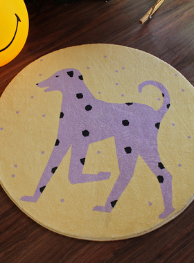 TRIPPY原创设计 掌柜自己家的狗  客厅卧室 柔软仿羊绒圆形地毯