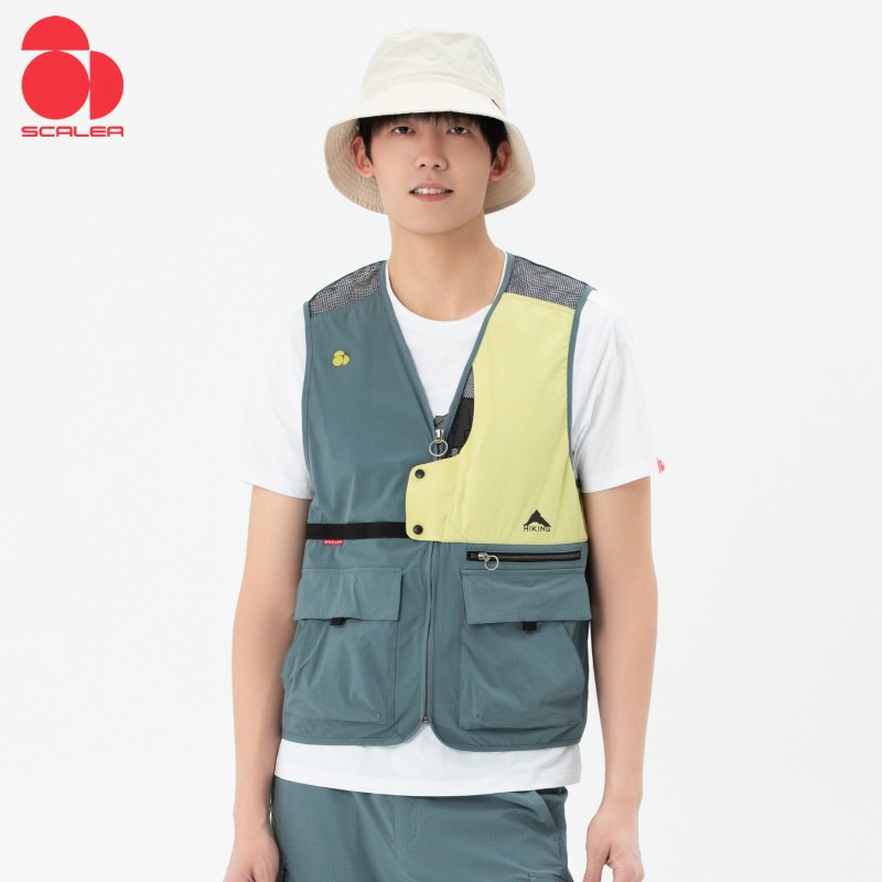 SCALER思凯乐户外2024休闲马甲男女同款多口袋工装服马甲F2224136