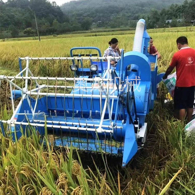 联合收割机32马力小型履带式全自动双割台山区水稻收割机农用设备