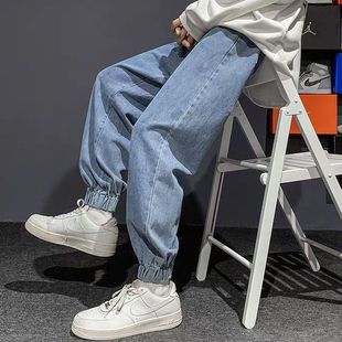 男束脚裤 休闲宽松哈伦裤 港风韩版 美式 子 潮牌百搭老爹裤 复古牛仔裤