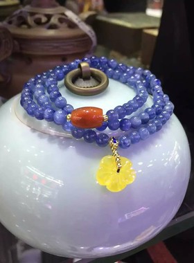 蓝晶石手链蜜蜡南红桶珠