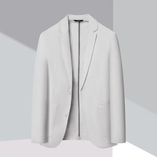 百搭男装 中青年男士 时尚 外套26年春秋新款 商务单西服微皱面料薄款
