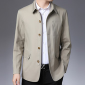 风衣新款 棉爸爸装 中年休闲外套中长款 薄款 宽松上衣 男装 男士