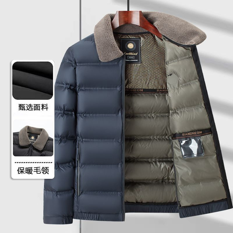 中老年2024冬季休闲羽绒棉衣棉服男士外套毛领加厚保暖爸爸棉袄S