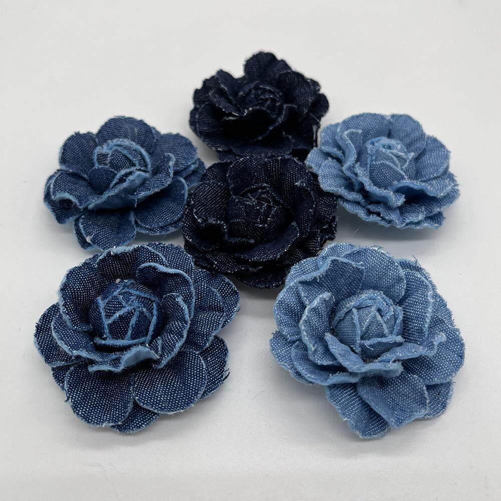 牛仔布艺山茶diy胸花帽子头花发饰辅料服装鞋花装饰品