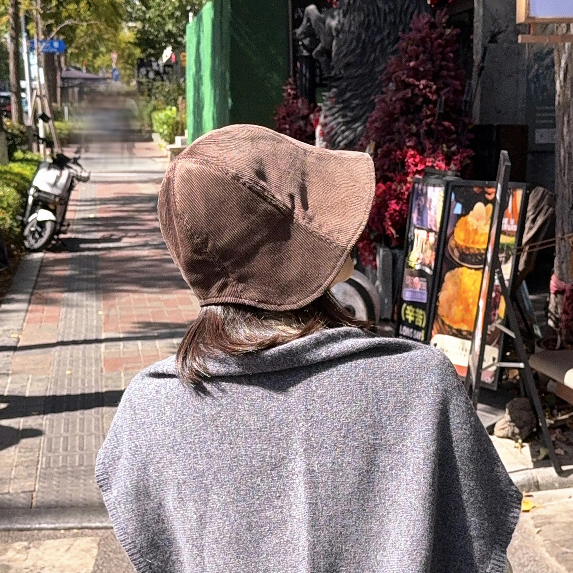 韩国灯芯绒遮阳渔夫帽子女士秋冬季百搭优雅开叉防晒帽显脸小盆帽