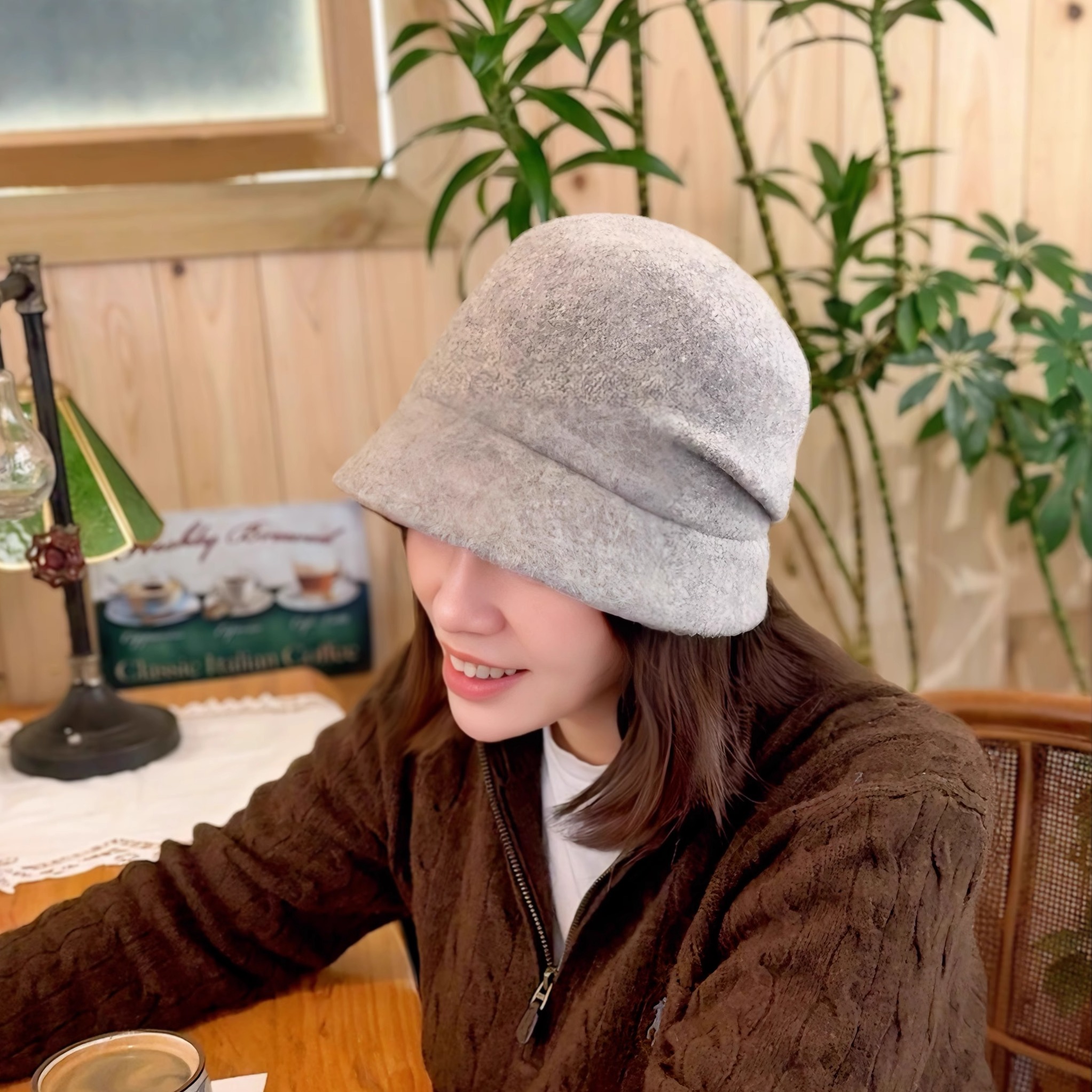 韩国羊毛呢保暖优雅渔夫帽子女冬