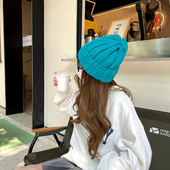 韩国ins粗针毛线帽子女秋冬进口糖果色羊毛保暖护耳帽针织帽冷帽