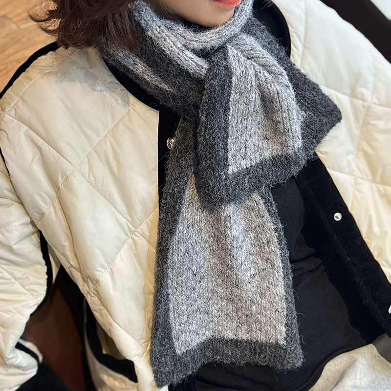 针织围巾保暖拼色软糯百搭围脖女