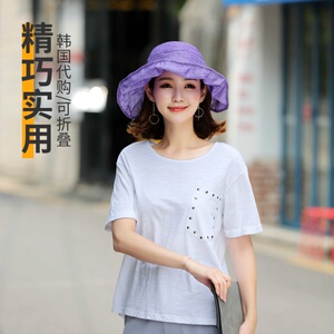 韩国大帽檐可折叠空顶防晒帽女夏遮盖遮阳帽子沙滩帽轻薄凉帽户外