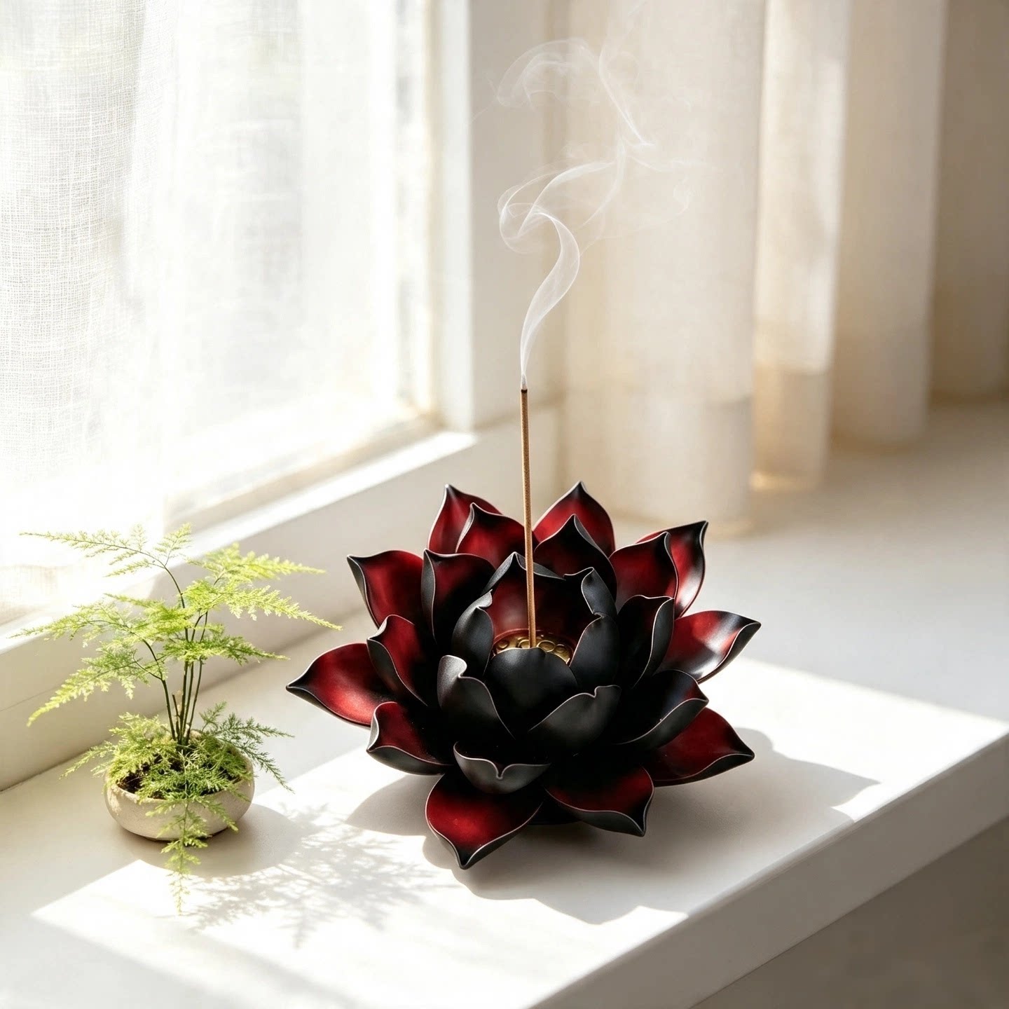 茶宠手工捏陶瓷玄武莲花精品香插