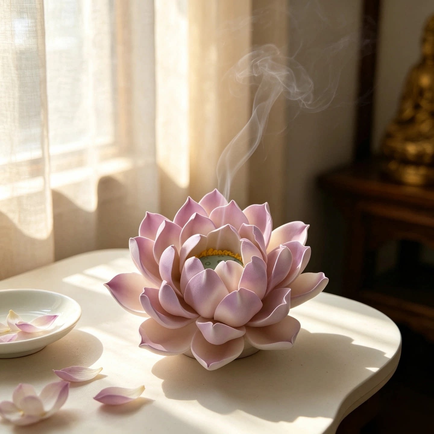茶宠莲花手工陶瓷素烧精品摆件