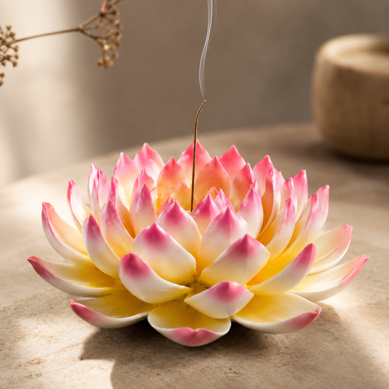 茶宠三孔陶瓷莲花摆件新中式荷花禅意家居饰品客厅茶室佛堂装饰