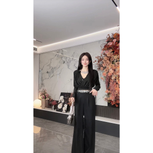 裤 上新高腰高级感垂感时髦亮片拼接西装 冬季 8815 磊磊分享