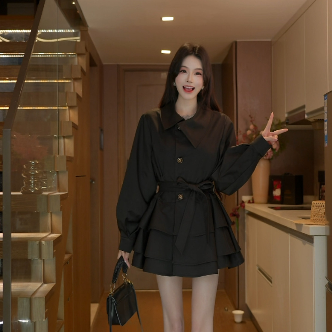磊磊【穿过橡树林】 外套 英伦风廓形收腰外套女上衣6771