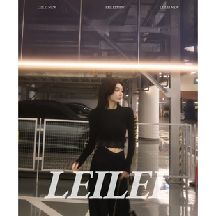 磊磊2025女装黑色加绒蕾丝拼接长袖T恤女小众辣妹纯欲上衣8875