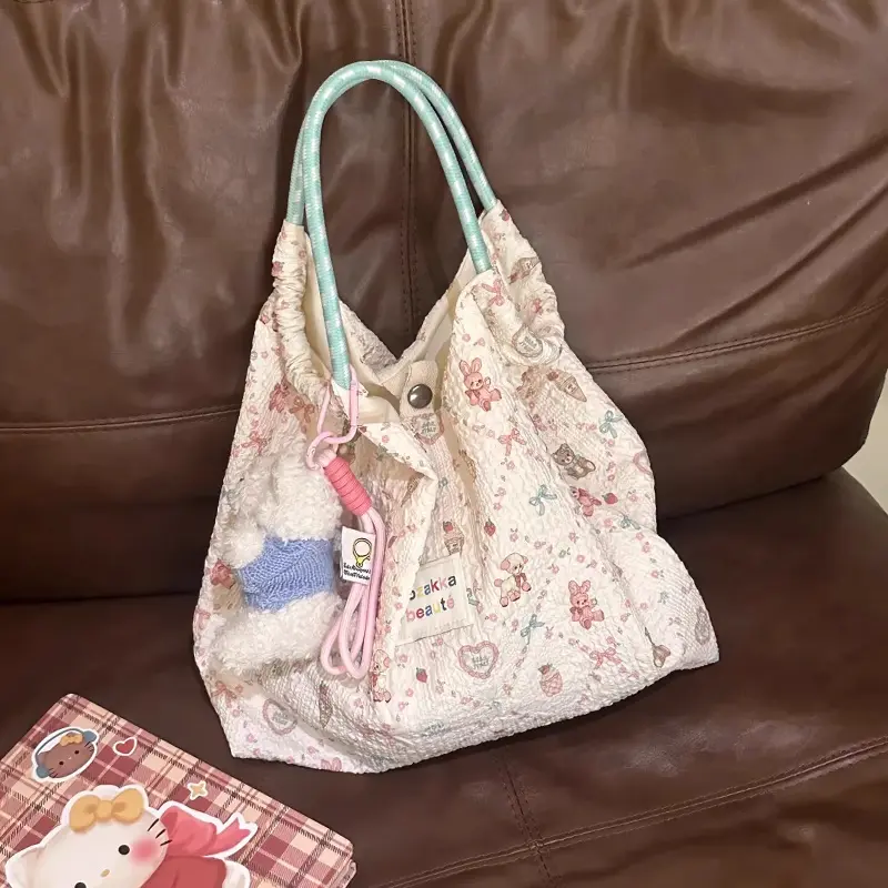 可爱薄荷曼波包包女款通勤上班学生大容量手提包帆布包百搭单肩包