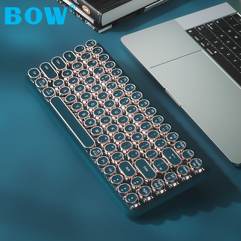 航世三模有线蓝牙无线机械键盘热插拔复古朋克电竞游戏背光键盘