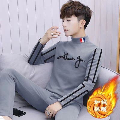 男加绒加厚保暖内衣套装