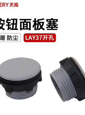 按钮面板塞闷盖堵头孔堵22mm塞头防水孔塞器灰色黑塑料LAY37开孔