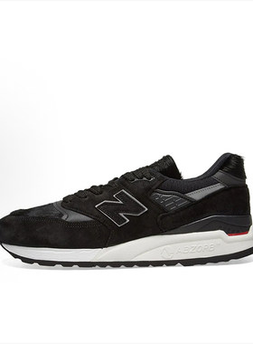 New Balance NB 998圆头系带网布低帮跑步鞋男女同款黑色M998TCB