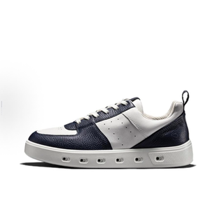 ecco爱步街头720系列牛皮革舒适休闲耐磨板鞋 白蓝色52081453326