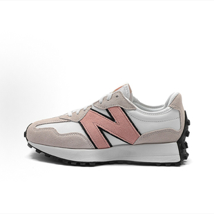 New Balance 327复古A-GRIP PRO织物皮革跑步鞋女款白粉色WS327LR