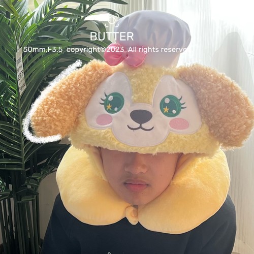 卡通厨师狗连帽U型枕旅行便携枕