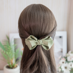 发饰女新款 简约半扎少女甜美蝴蝶结马尾发夹弹簧夹发卡鸭嘴夹