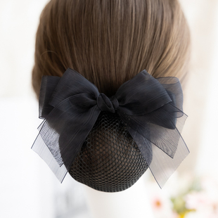 绢纱银行工作头花职业发卡职员蝴蝶结发夹上班发网护士网兜头饰品