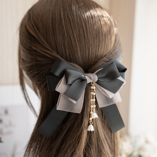 蝴蝶结发夹女后脑勺发量少弹簧夹横夹半扎发一字夹顶夹洋气又复古