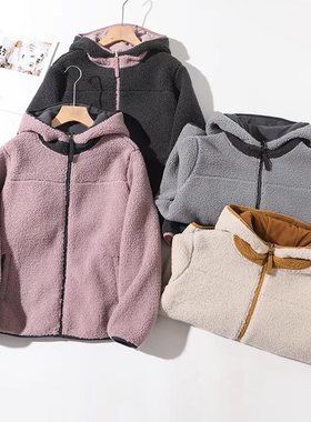 进阶暖冬!2025新羊毛颗粒绒保暖防风舒适宽松休闲连帽厚外套7755