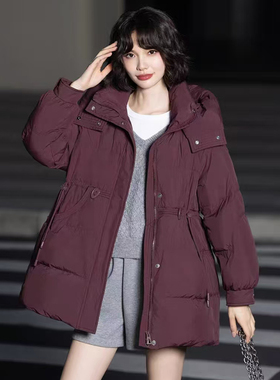 雪羽倾城！新国标90白鸭绒防风保暖中长款连帽厚羽绒服外套892F51