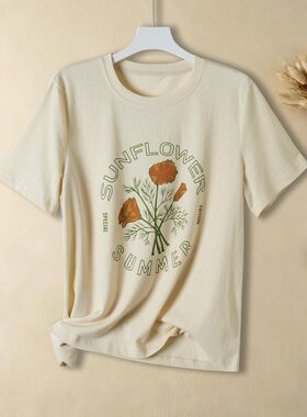 明媚时光！夏季新款亚麻短袖T恤舒适软糯休闲显瘦百搭上衣女10107