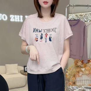 惬意时光！夏季新款亚麻刺绣短袖休闲透气T恤显瘦百搭上衣女L2620