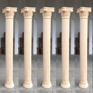 饰罗马柱门套木雕圆柱柱头 修垭口圆柱雕花装 装 木雕实木罗马柱欧式