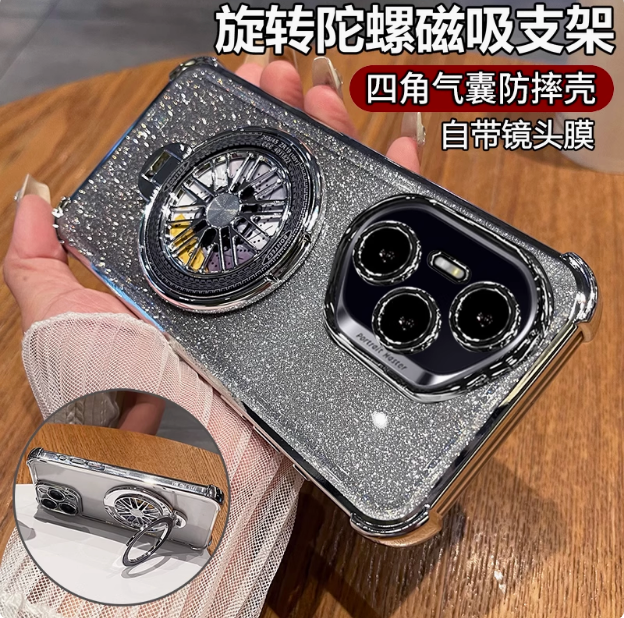 适用荣耀400pro海外版手机壳闪粉渐变套新款硅胶卡通荣耀400国际版保护套自带镜头膜400海外版全包软边防摔套