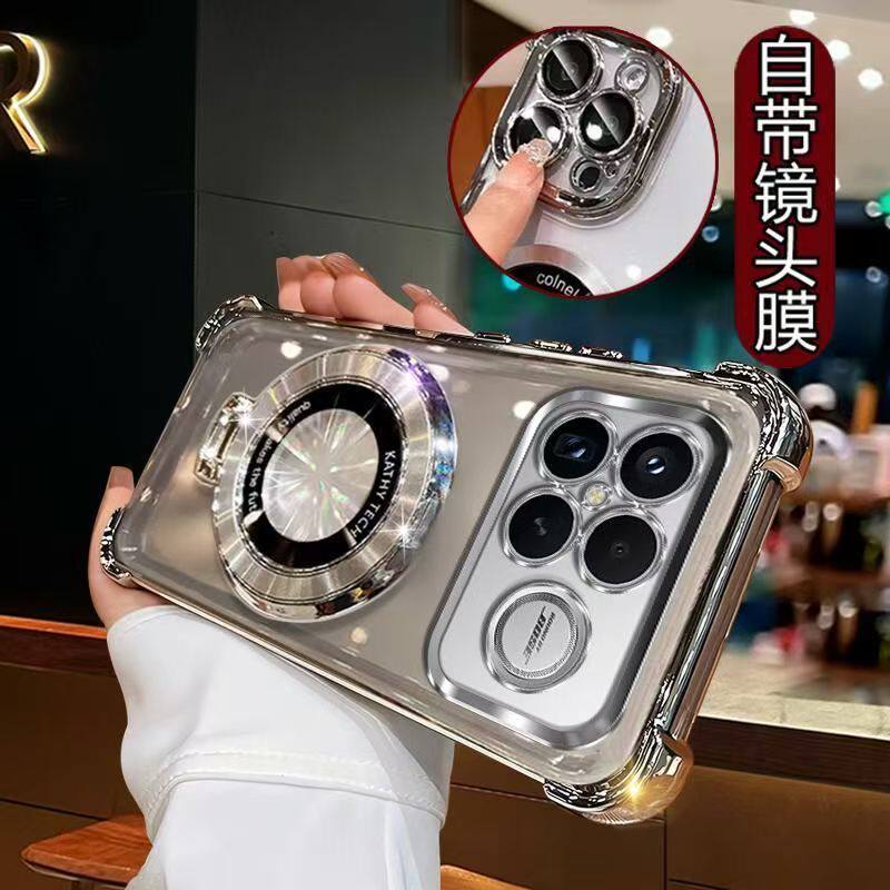 适用于小米POCO F8Ultra海外版手机壳个性创意透明电镀小米POCOF8PRO 5G国外版情侣男女全包硅胶软自带镜头膜